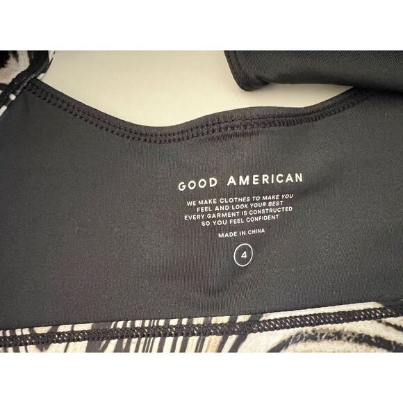 Good American GP0818 Women Sz 4/XL Strap Back Halter Sport Bra Natural Swirl $60 - Picture 3 of 4